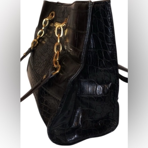 Anne Klein Black Croc-Embossed Women's Bag Made with High Quality Materials - Picture 5 of 5